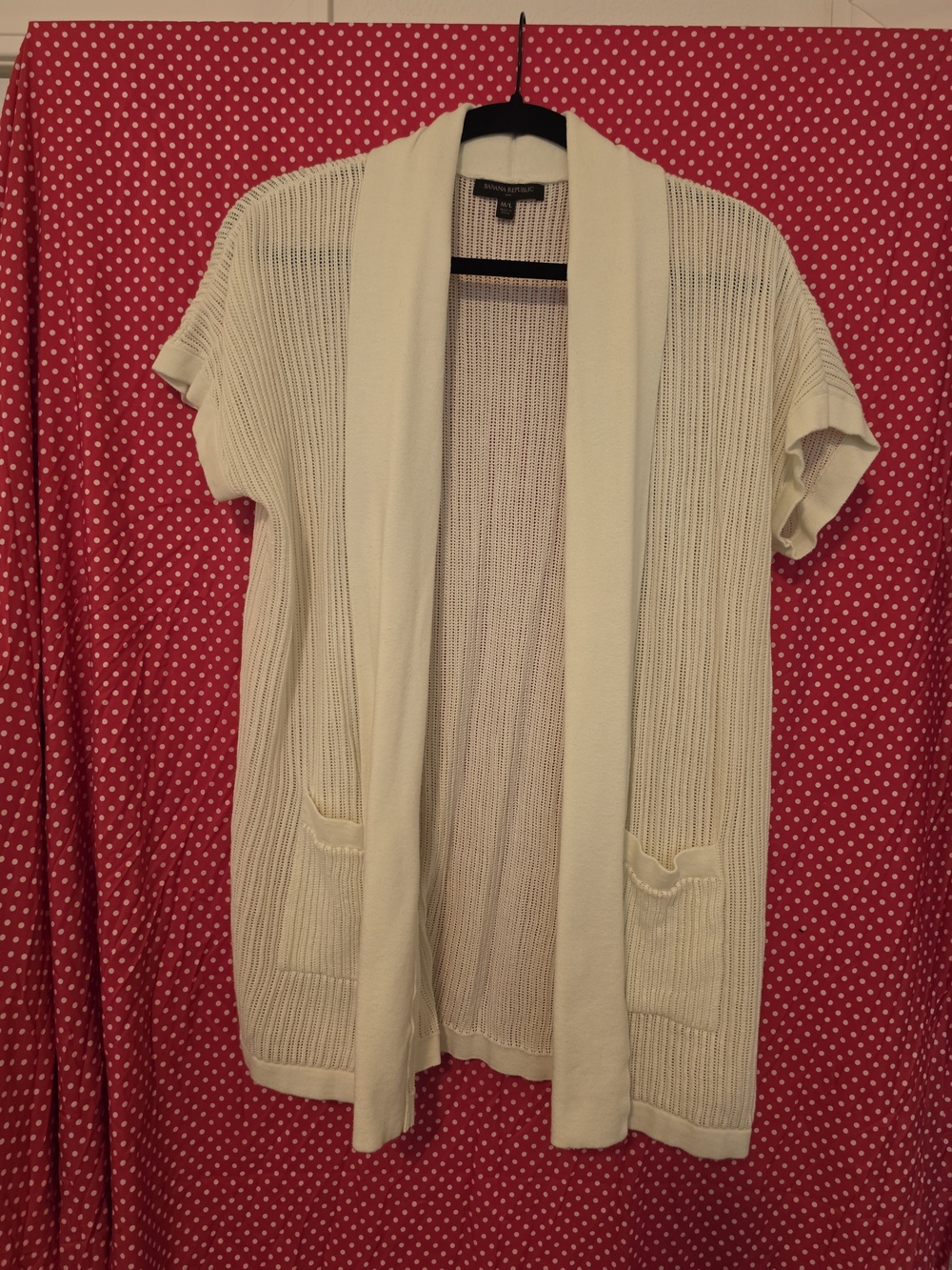 Banana Republic Cream Open-Front Short Sleeve Cardigan